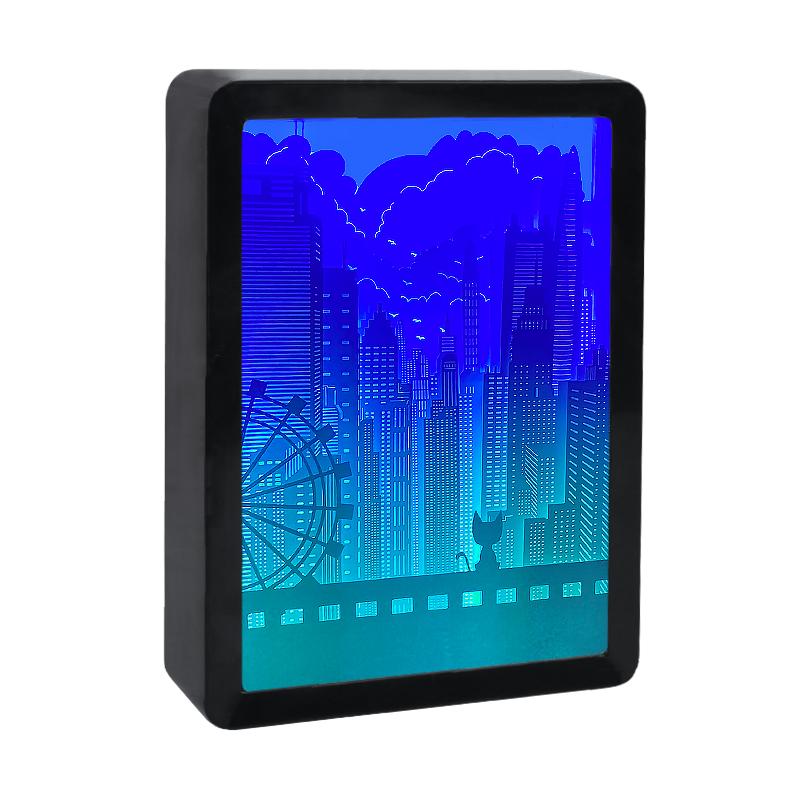 City 3D Paper Cut Light Box