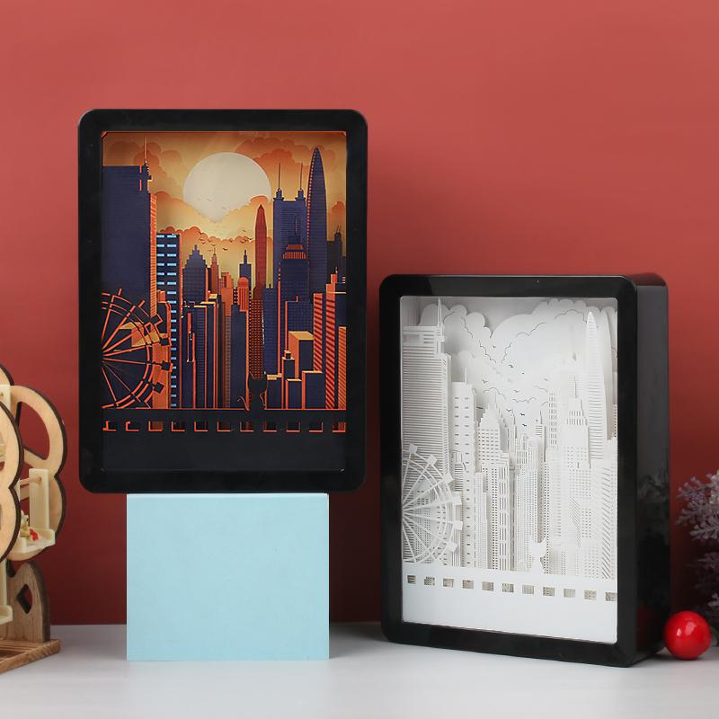 City 3D Paper Cut Light Box