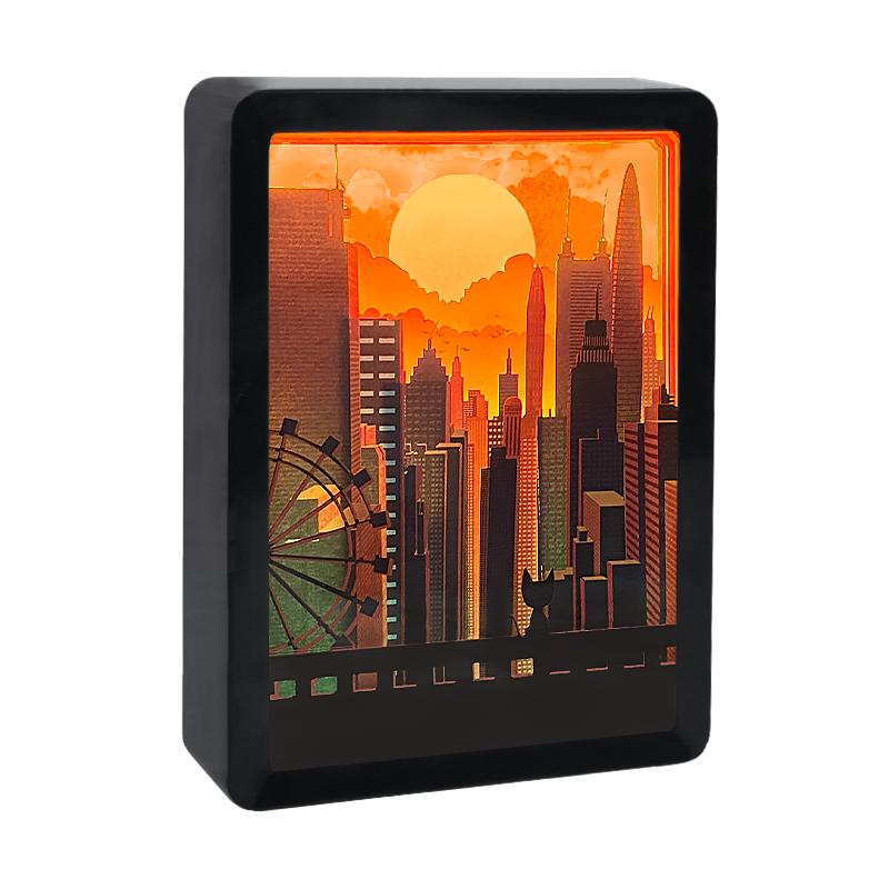 City 3D Paper Cut Light Box